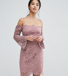 Кружевное платье мини с вырезом лодочкой True Decadence Petite - Розовый