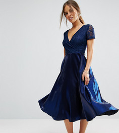 Платье миди для выпускного с кружевным лифом True Decadence Petite - Темно-синий