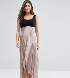 Атласная юбка макси с запахом ASOS Maternity - Бежевый