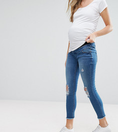 Зауженные джинсы с посадкой над животом New Look Maternity - Синий
