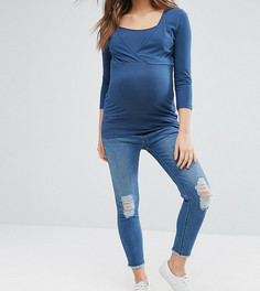 Джинсы скинни для беременных с посадкой под животом New Look Maternity - Синий