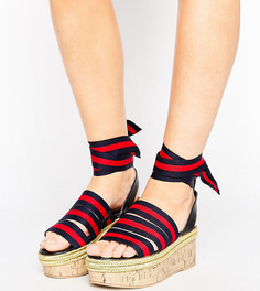 Сандалии для широкой стопы на плоской платформе с завязками ASOS TAKE COVER - Мульти