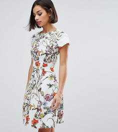 Короткое приталенное платье со складками на горловине Uttam Boutique Petite - Кремовый