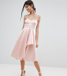Атласное платье миди с драпировкой ASOS PETITE - Розовый