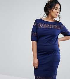 Платье-футляр с кружевной вставкой Paper Dolls Plus - Темно-синий