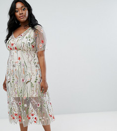 Платье с цветочной вышивкой Elvi - Мульти