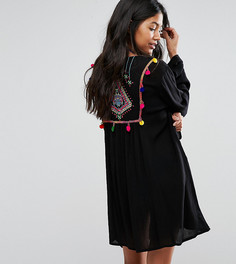 Пляжное кимоно с вышивкой на спине Akasa - Черный