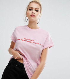 Футболка бойфренда с принтом You Suck Less Adolescent Clothing - Розовый