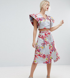 Жаккардовая юбка от комплекта с цветочным узором ASOS PETITE SALON - Мульти