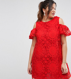Кружевное платье с вырезами на плечах ASOS CURVE - Красный