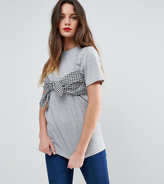 Футболка с клетчатой вставкой ASOS TALL - Серый