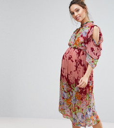 Платье миди с оборками и цветочным принтом ASOS Maternity - Мульти
