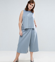 Асимметричная юбка-брюки с запахом ASOS CURVE - Синий