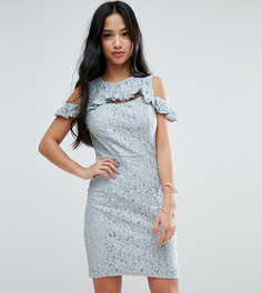 Кружевное платье мини с открытыми плечами Miss Selfridge Petite - Зеленый