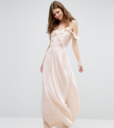 Платье макси с открытыми плечами и оборками спереди Vero Moda Tall - Розовый