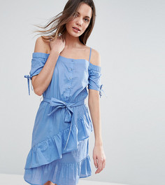 Сарафан с открытыми плечами и оборками ASOS TALL - Синий