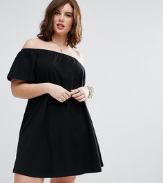 Свободное платье мини на одно плечо ASOS CURVE - Черный