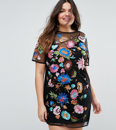 Платье-футболка мини с вышивкой ASOS CURVE - Мульти