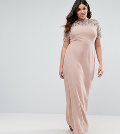 Декорированное платье макси с шифоновой юбкой Lovedrobe Luxe - Золотой