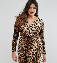 Платье-футляр с леопардовым принтом и запахом Club L Plus - Мульти