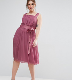 Сетчатое платье миди с ленточной завязкой ASOS CURVE - Фиолетовый