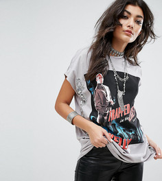 Oversize-футболка с принтом R Kelly и пайетками Sacred Hawk - Черный