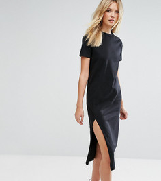 Платье-футболка миди с разрезом сбоку ASOS TALL - Черный