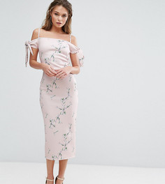 Платье миди с открытыми плечами и цветочным принтом True Violet - Мульти