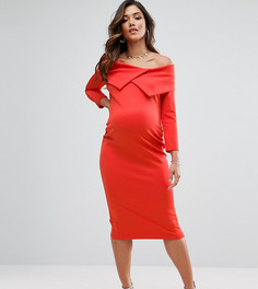 Платье с широким вырезом ASOS Maternity TALL - Красный
