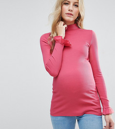 Футболка-поло с рюшами на рукавах ASOS Maternity - Красный