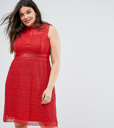 Кружевное платье с высоким воротом New Look Curve - Красный