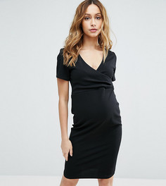 Платье с запахом и короткими рукавами New Look Maternity - Черный