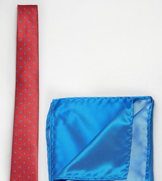 Галстук в мелкий горошек с принтом пейсли и платок для нагрудного кармана Selected - Красный
