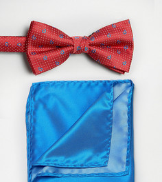 Красный галстук-бабочка и однотонный платок для нагрудного кармана Selected - Красный