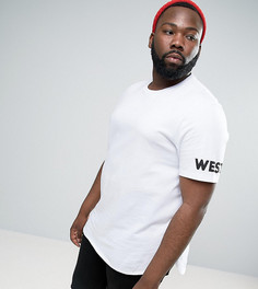 Длинная футболка с принтом на рукавах ASOS PLUS - Белый