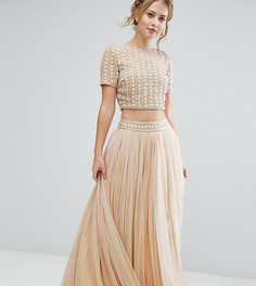 Комбинируемая юбка из тюля с декорированной талией Lace & Beads - Кремовый