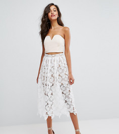 Пышная кружевная юбка миди Missguided Premium - Кремовый