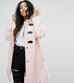 Пальто с искусственным мехом на капюшоне ASOS CURVE - Розовый