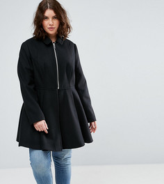 Пальто с клешем от талии ASOS CURVE - Черный