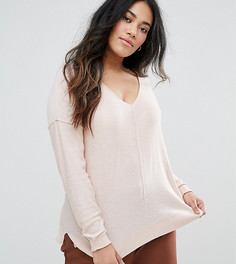 Джемпер бойфренда с V-образным вырезом ASOS CURVE - Розовый