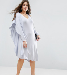 Асимметричное платье миди с одним рукавом и драпировкой ASOS CURVE - Серый