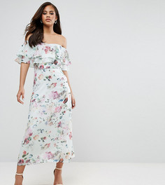 Платье миди с открытыми плечами и цветочным принтом Y.A.S Studio Tall Jessy - Мульти
