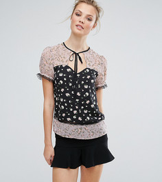 Блузка с комбинированным принтом и кружевной отделкой Fashion Union Tall - Мульти