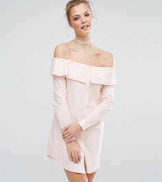 Платье-рубашка со спущенными плечами и пуговицами Fashion Union Tall - Розовый