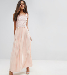 Премиум-платье макси с кружевным топом и плиссированной юбкой Little Mistress Tall - Розовый