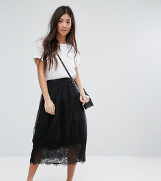 Юбка миди из тюля с кружевной отделкой New Look Petite - Синий
