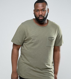 Меланжевая футболка с необработанным краем и карманом Another Influence PLUS - Зеленый