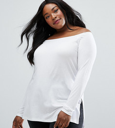 Свободный топ с открытыми плечами и разрезами по бокам ASOS CURVE - Белый