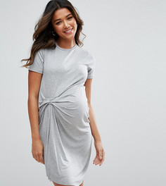 Платье-футболка с присборенной драпировкой ASOS Maternity - Серый