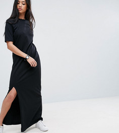 Платье-футболка макси в стиле casual от ASOS PETITE - Черный
